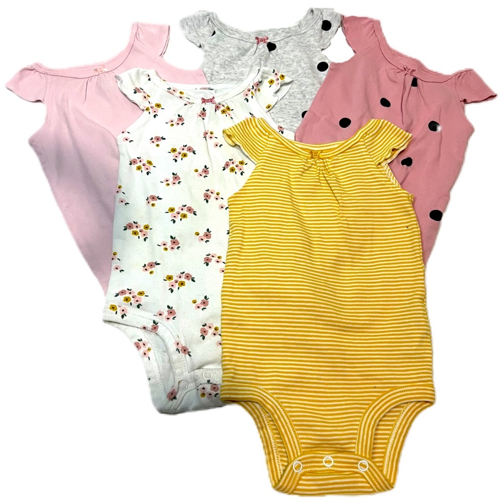 2/$16 Carter’s 6-9m tank floral, stripe, & polka dot bodysuit bundle of 5 set